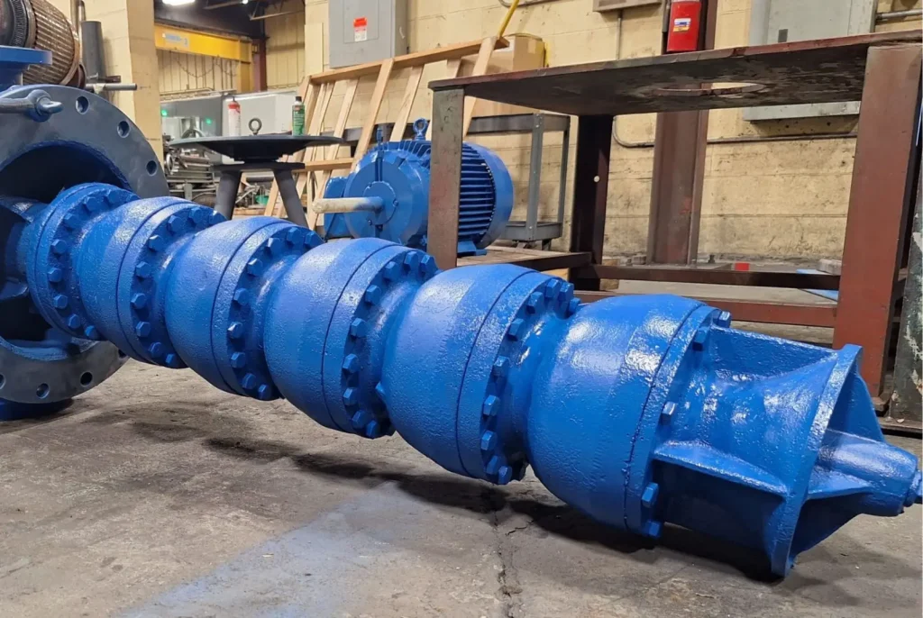blue archimedes screw pump