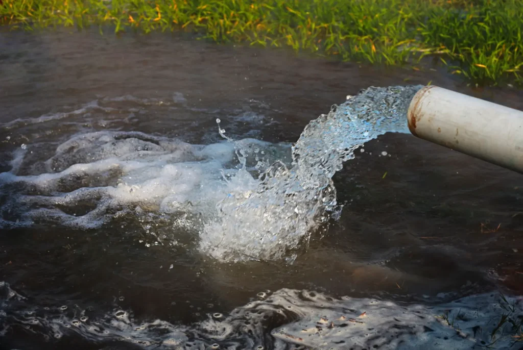 Water flowing from pipe