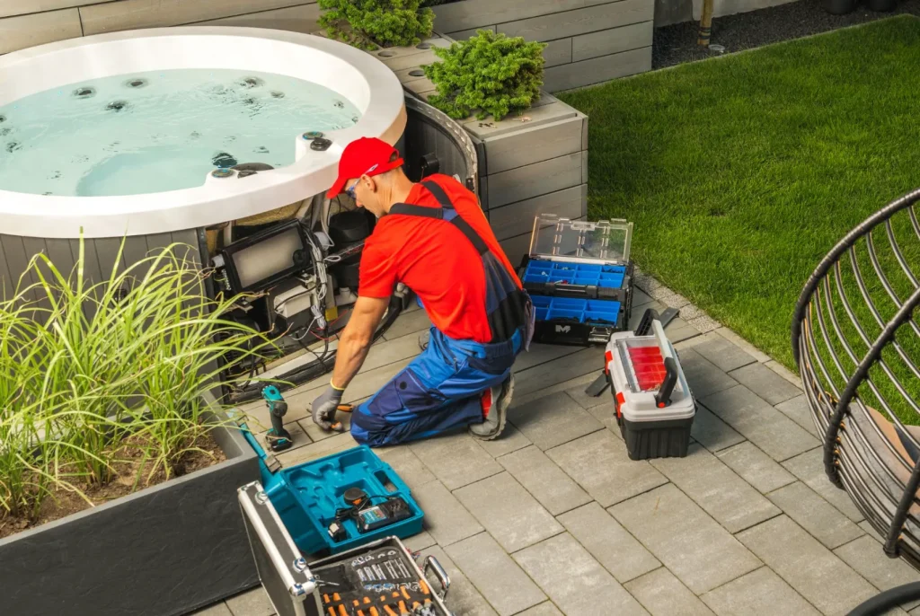 electrician performing a spa repair.